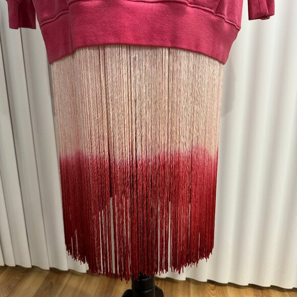 TWINSET MILANO Oversized  SWEATSHIRT FRINGE MIDI DRESS NWOT, SIZE S - Picture 6 of 11